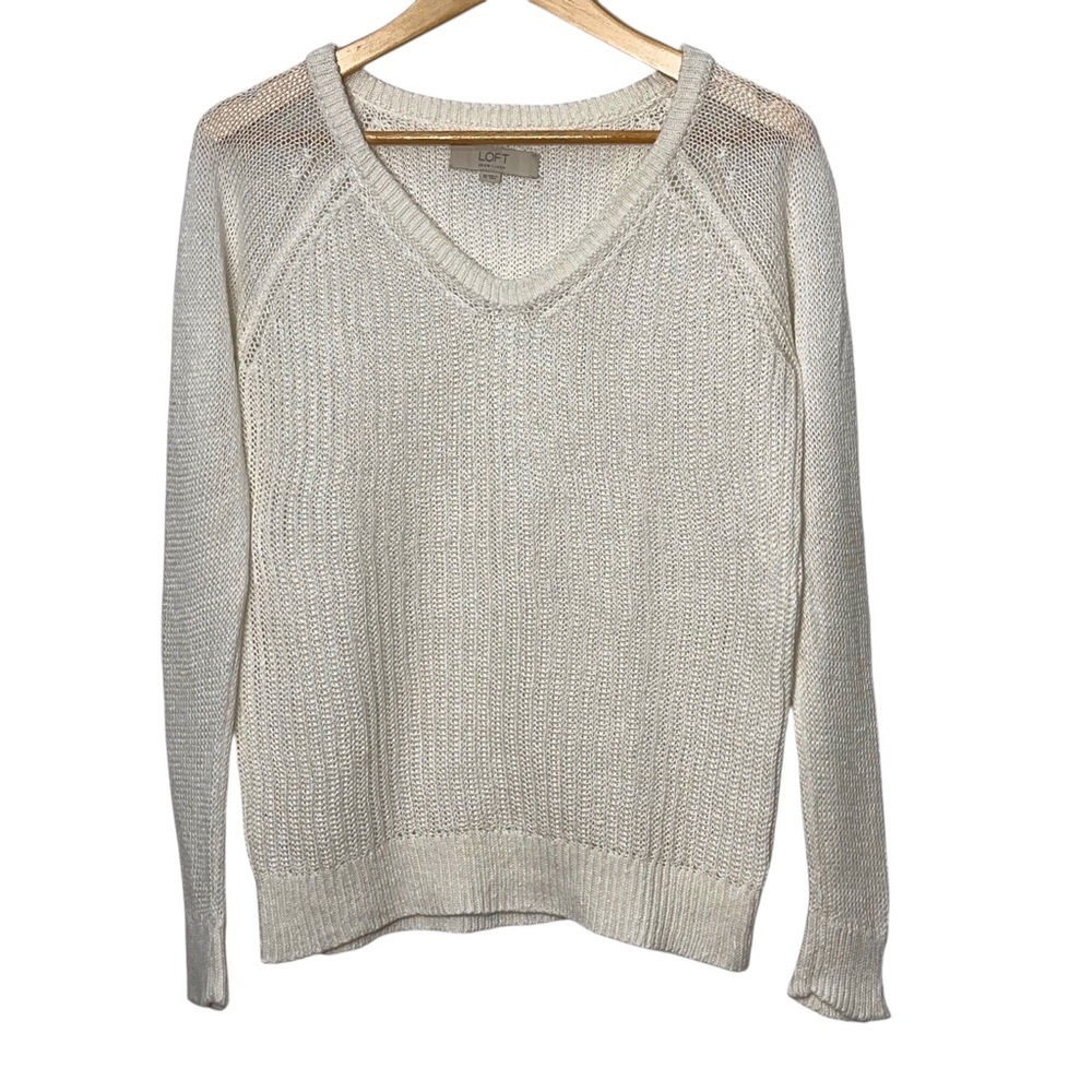 Ann Taylor Loft Womens Linen Sweater Size XS Loose Knit Spring Casual